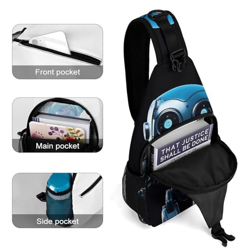 Bolso Crossbody Multifuncional para Viaje Azul Robot miniatura 4