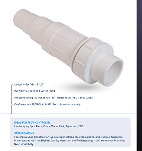 Image of Midline Valve 567SD400 Heavy Duty PVC Repair Coupling; Expandable Pipe Fitting; 4 in.; White Plastic