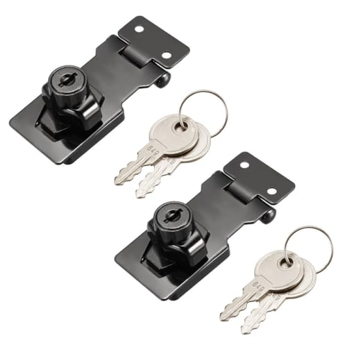 Parts For Machine Keyed Hasp Lock 81mm Twist Knob Keyed Locking Hasp Bright Black 2 Pcs (#CN-310724-06085)