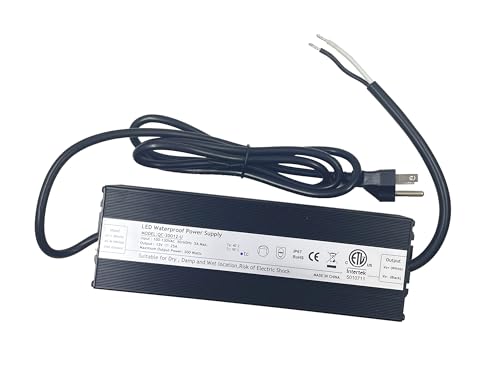 Image of 300W 12V 25A LED Driver ETL Listed Transformer, Waterproof IP65 Power Supply, 100-130V AC to 12V DC Low Voltage Adapter for Outdoor Use (ETL12V300W)