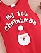 Perdeca Baby Boy Striped Top Print Jumpsuit and Hat - My First Christmas Outfit