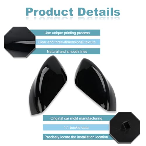 JDMON Door Rearview Mirror Cover Cap Compatible with Nissan Altima 2013-2018 Replace 963743TH0A 963733TH0A Without Turn Signal Light 2Pcs (Gloss Black)