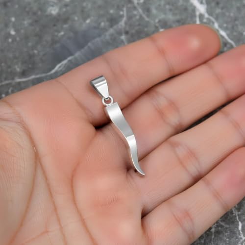 US Jewels Men's 925 Sterling Silver Cornicello Italian Horn Good Luck Pendant, 28mm3