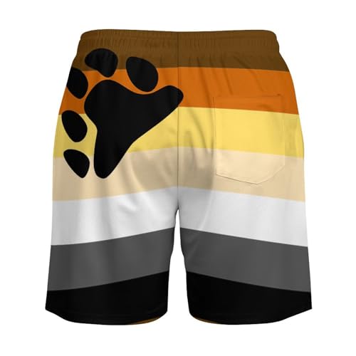 Gay-Bear Pride Flag Mens Swimming Trunks Board Shorts Beach Shorts with Pockets Bathing Suits4