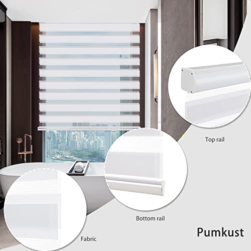 Pumkust Cordless Zebra Blinds For Windows (36" W×72" H,White) Day And Night Blinds Free-Stop Dual Layer Roller Windows Shades,Light Filtering Window With Mesh,For Home And Office,Easy To Install #TOP2