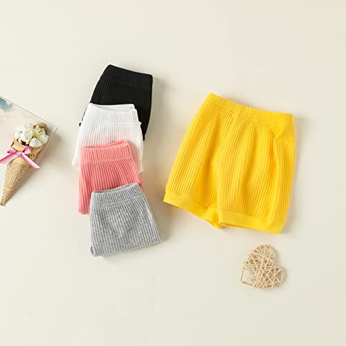 U·nikaka Unisex Toddler Baby Shorts Breathable Cotton Flare Short 5-Pack In Grey White Black Yellow And Pink Newborn #TOP3