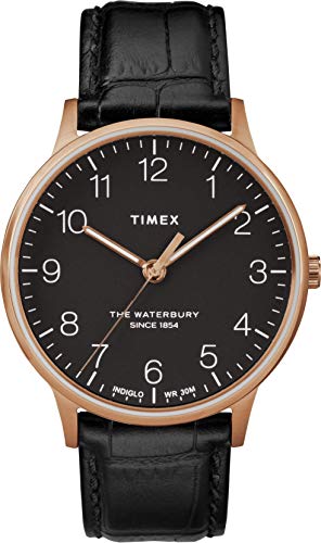 Timex Men's Waterbury Classic 40mm | Black Leather Strap | Watch TW2R96000