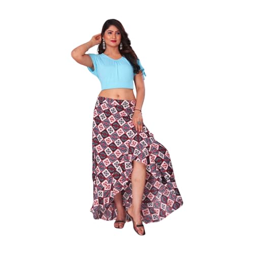 Image of JYESHTA Women's American Crepe Flared A Line Stitched Long Skirt with 12 Mtr Flare 40 in Height | Skirts for Women Long Length | Long Skirts for Girls