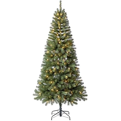 Home Heritage 7 Foot Brighampton Spruce Artificial Christmas Tree with Warm White LED Lights for Seasonal Decorations, Display, and Home Ornamentals Cover