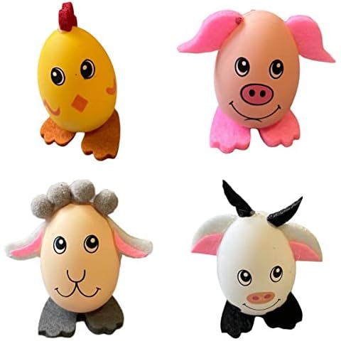 Caribou Living Farm Animal Easter Egg Decorations 7cm Handmade Eggs Bonnet Crafts Egg Hunt - 4 Pack Cover