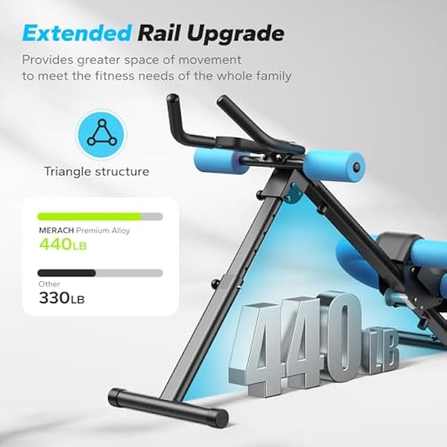 MERACH Ab Machine, Ab Workout Equipment, Adjustable Ab Trainer Machine for Abs Workout at Home Gym, Foldable, Knee Protection, Abdominal Trainer for Stomach Workout