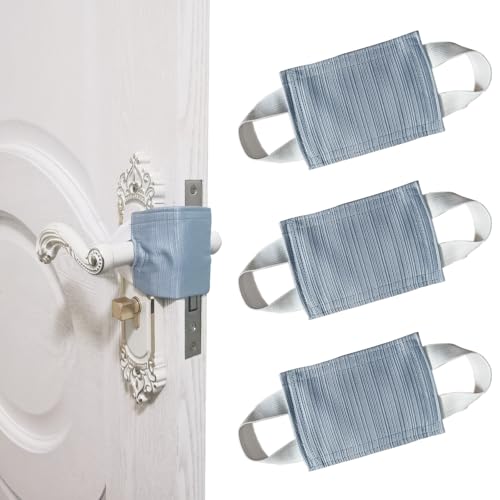 Image of Baby Proof Door Silencer & Cloth Latch Cover, Quiet Close Anti-Slam Pads to Prevent Slamming and Accidental Locking, for Nursery and Toddler Safety (3, Grayish Blue, 4.1 * 3.1 inches)