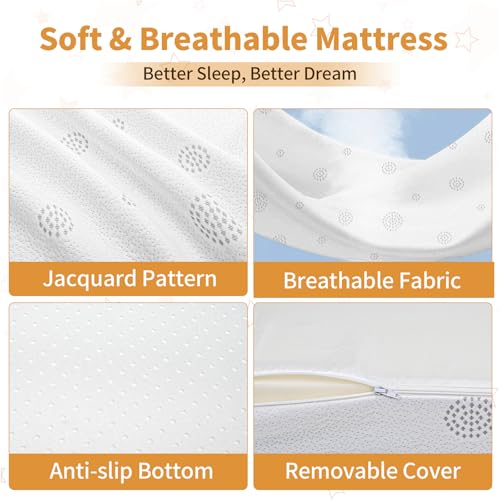 Image of Pack and Play Mattress, 38x26 Dual-Sided Thick Memory Foam Pack n Play Mattresses Pad, Baby Mattress for Pack and Play with Removable Breathable Cover