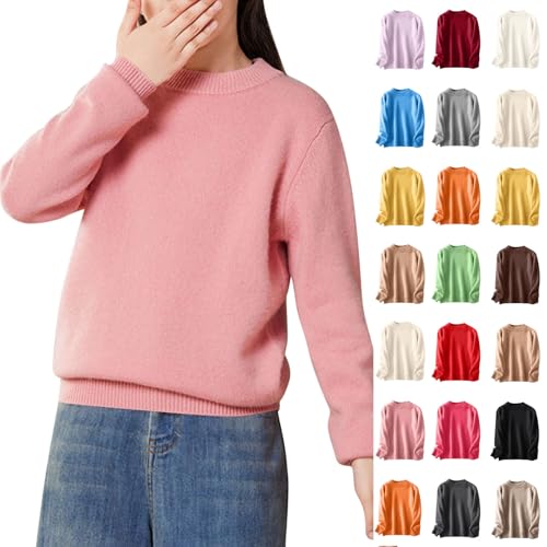 Toddler Boys Girls Basic Solid Crewneck Sweaters Long Sleeve Kids Fall Winter Knit Pullover Jumper Tops for 2-14 Years2