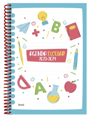 Agenda Escolar 2023-2024. // 2 Días por página // Bilingüe Español-Inglés // Espiral plástico...