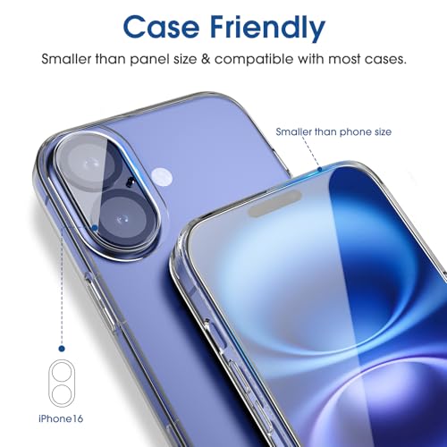Image of amFilm OneTouch for iPhone 16 Plus Screen Protector 6.7'' Tempered Glass | Auto-Alignment, 30s Install, Bubble Free, Scratch & Drop Protection, HD Clear, Camera Lens Protector, 2+2 Pack (16-6.7'')
