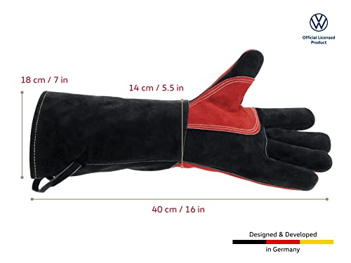 BRISA VW Collection - Volkswagen Grill Gloves Oven Baking BBQ Mittens Heat Resistant T1 Bus (Red & Black) - Image 3