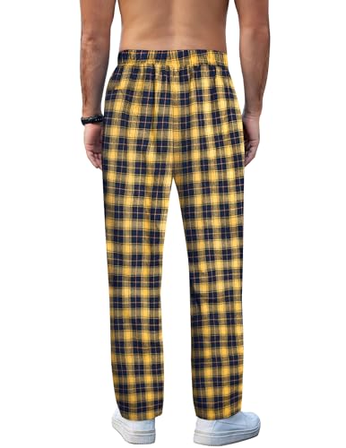 COOFANDY Men's Plaid Casual Pants Soft Cotton Pajama Pants Drawstring Checkered Lounge Sweatpant with Pockets2