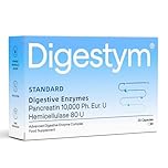 Digestym® Standard Digestive Enzyme Complex with Pancreatin 10,000 Ph. EUR. U, Hemicellulase 80 U, 20 Capsules Food Supplement