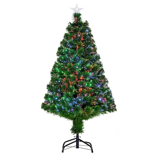 HOMCOM Albero di Natale a Fibre Ottiche 120cm Albero di...