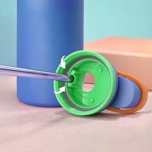 ماصات معدنية بديلة لزجاجة مياه اوالا سعة 24 و32 اونصة مع فرشاتي تنظيف، ماصات ستانلس ستيل قابلة لاعادة الاستخدام متوافقة مع زجاجة مياه اوالا - 4 قطع