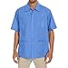 MAXJON Mens Short Sleeve Button Down Guayabera Shirts for Men Cuban Embroidered Pleats Beach Shirts Big and Tall (Blue,XL)