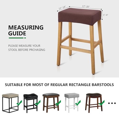 Image of YISUN Stool Covers Rectangle - 4 Pack Stretch Waterproof Saddle Seat Cover Counter Bar Stools Bar Chairs Covers Kitchen Island Chairs Cushion Protector (4, Coffee)