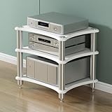 Armoire de rangement robuste pour composants stéréo : les étagères sont fabriquées à partir de panneaux de bois épais, durs et résistants à l’usure, faciles à nettoyer ; le cadre général est constitué de tubes d’acier épais, résistants à la rouille, dotés d’une forte capacité de charge, d’une structure stable et ne bouge pas facilement.