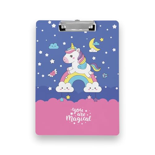 Image of Clipboard Drawing, Writing, Exam Board with Clip (Size - 24x36 cm) Sturdy, Lightweight for Office, School, College (Unicorn)