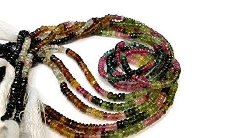 Perles tourmaline facettées rondelles 3.5mm pour création de bijoux uniques