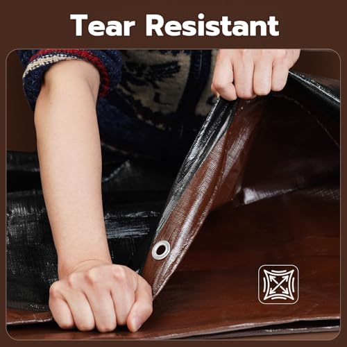 24x24 FT Tarp Waterproof, 16 Mil Tarps Heavy Duty Waterproof Multipurpose Protective Cover UV Resistant Rip & Tear Resistant with Grommets Reversible for Home Boats Cars Camping by SpacEver - Image 3