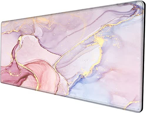 Image of Gaming Mouse Pad Giant 48x24 Desk Mat Oversized Large Mousepad Jumbo Huge Desk Pad Pink Marble Protector Mat XXXL Non Slip Computer Mat for Wireless Desktop Work