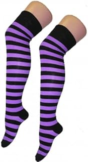Ladies Girls Over The Knee Striped Plain Microfiber Socks Assorted Colours Women Thigh High OTK Socks UK Size 4-6