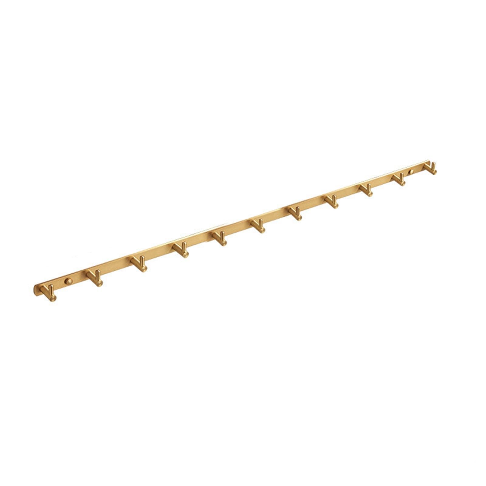 YXLLGS Brushed Gold Solid Brass Kitchen Wall Hooks Heavy Duty Wall Mount Utensil Towel Coat Hanging Rack for Entryway Bathroom(87x3.5x2cm/34x1.3x0.7in)