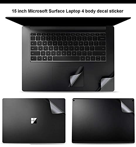 Image of XSKN Pure Color Full Body Bubble Free Computer Vinyl Decal Sticker Cover Protective Skin for Microsoft Surface Laptop 1 2 3 4 5 Model Computer (Surface Laptop 3 15 inch, Black)