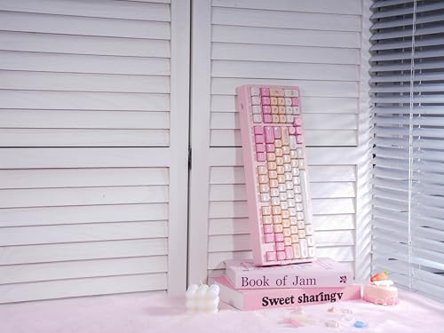 Image of ZORNHER ZH980 Pink Mechanical Keyboard,95% Cat Keyboard Cute,Kawaii Kitty Keycaps,Pink Gaming Keyboard with Number Pad,Jelly Ceramic Keycap,Creamy Sounding Switches