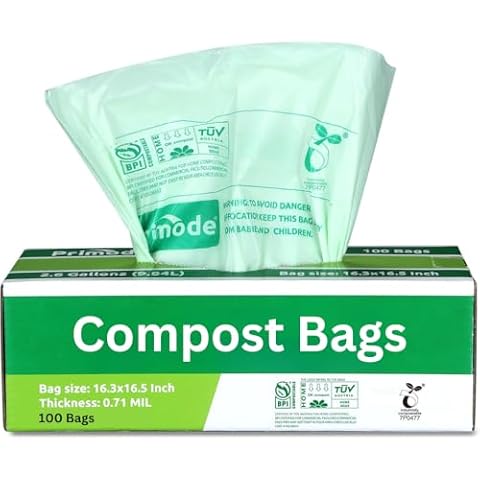 Compost Bags, Compostable Trash Bags 2.6 Gallon Compostable Bags 100 Count Small Compost Bags for Countertop bin Extra Thick 0.71 Mil. ASTM D6400 Certified By BPI and TÜV AUSTRIA Cover