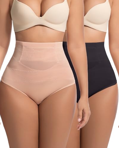 Image of 2 PCS Thong Tummy Control Shapewear Shorts for Women High Waisted Body Shaper Underwear Seamless Shapewear Panty Girdle