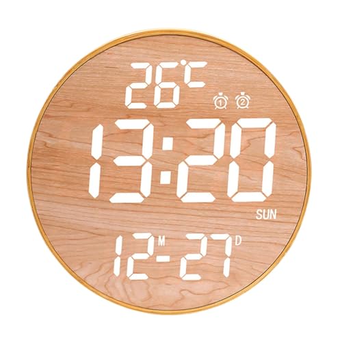 Horloge murale numérique design bois avec réglage de luminosité