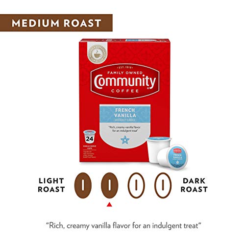 image for Community Coffee French Vanilla Flavored 24 Count Coffee Pods, Medium 