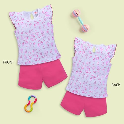 Image of LuvLap Baby Girls Regular Fit 100% Cotton Half Sleeves Girls Top CoSet Pack of 3