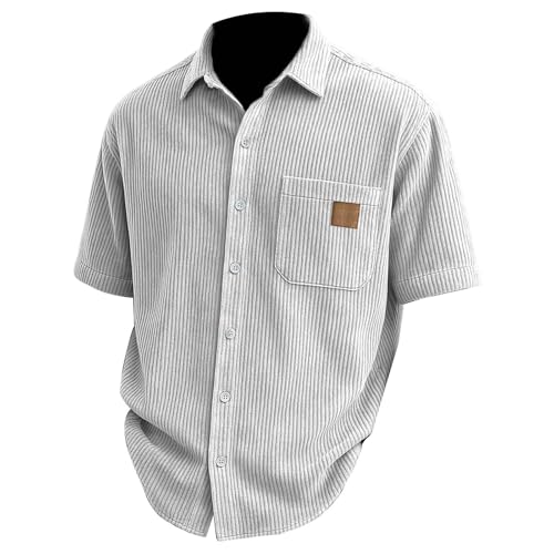 Mens Summer Textured Shirts with Pocket Oversize Short Sleeve Lapel Collar Button Down Shirt Holiday Loungewear Tops Big&Tall3