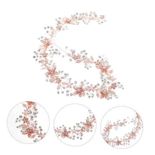 NOLITOY Rose Gold Crystal Flower Bridal Belt Handmade Wedding Waistband Accessory for Bridesmaids Formal Events Elegant Sash with Durable Cloth Rhinestone Embellishments3