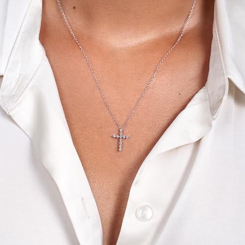 1/5 to 3/4 Carat Diamond Cross Pendant Necklace for Women in 14k White or Yellow Gold (F-G, SI2-I1/I2, cttw) with 18 Inch Silver Chain and Lobster Claw2