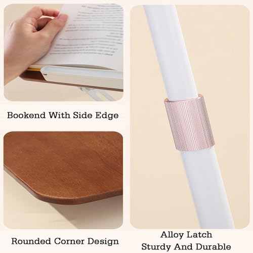Atril de madera ajustable blanco con clip manos libres para partituras 4