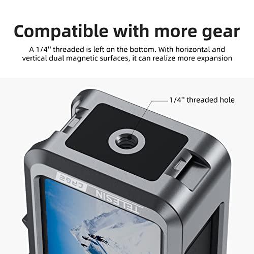 Image of TELESIN Aluminum Case Metal Cage for DJI Action 3 /4 Camera Accessories, Protective Frame Housing Fits with ND CPL Lens Filter, Skeleton Sleeve with 1 /4 Cold Shoe for Microphone & Video Light