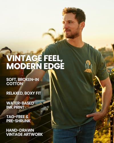 INTO THE AM Vintage Graphic Tees for Men S - 3XL Relaxed Fit Lightweight Retro Faded Soft Wash T-Shirt4