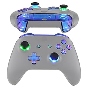 eXtremeRate LED-knop voor Xbox One S/X controller, lichttoetsen verlichtingsknoppen D-pad sticks ABXY menu-/aanzichtknop DTFS(DTF 2.0) LED-lichtkit voor Xbox One S/X (model 1708) accessoires – Paars Blauw