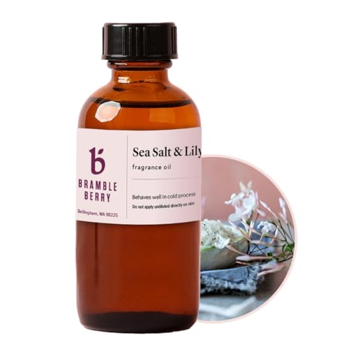 Image of Bramble Berry Sea Salt and Lily Fragrance Oil 2 oz | Fresh Floral Ocean Scent for Soap Making, Candles, Lotion, Bath Bombs & Perfume | Skin Safe, Vegan, Paraben & Phthalate Free