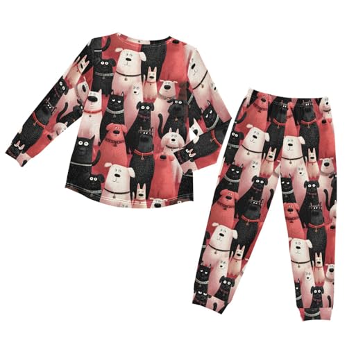 Long Sleeve Pajama Set for Girls Boys,Cartoon Dogs in Colors Comfy Crewneck Sleepwears,Soft Kid's Homewear Clothes Underwear Sets 4T2